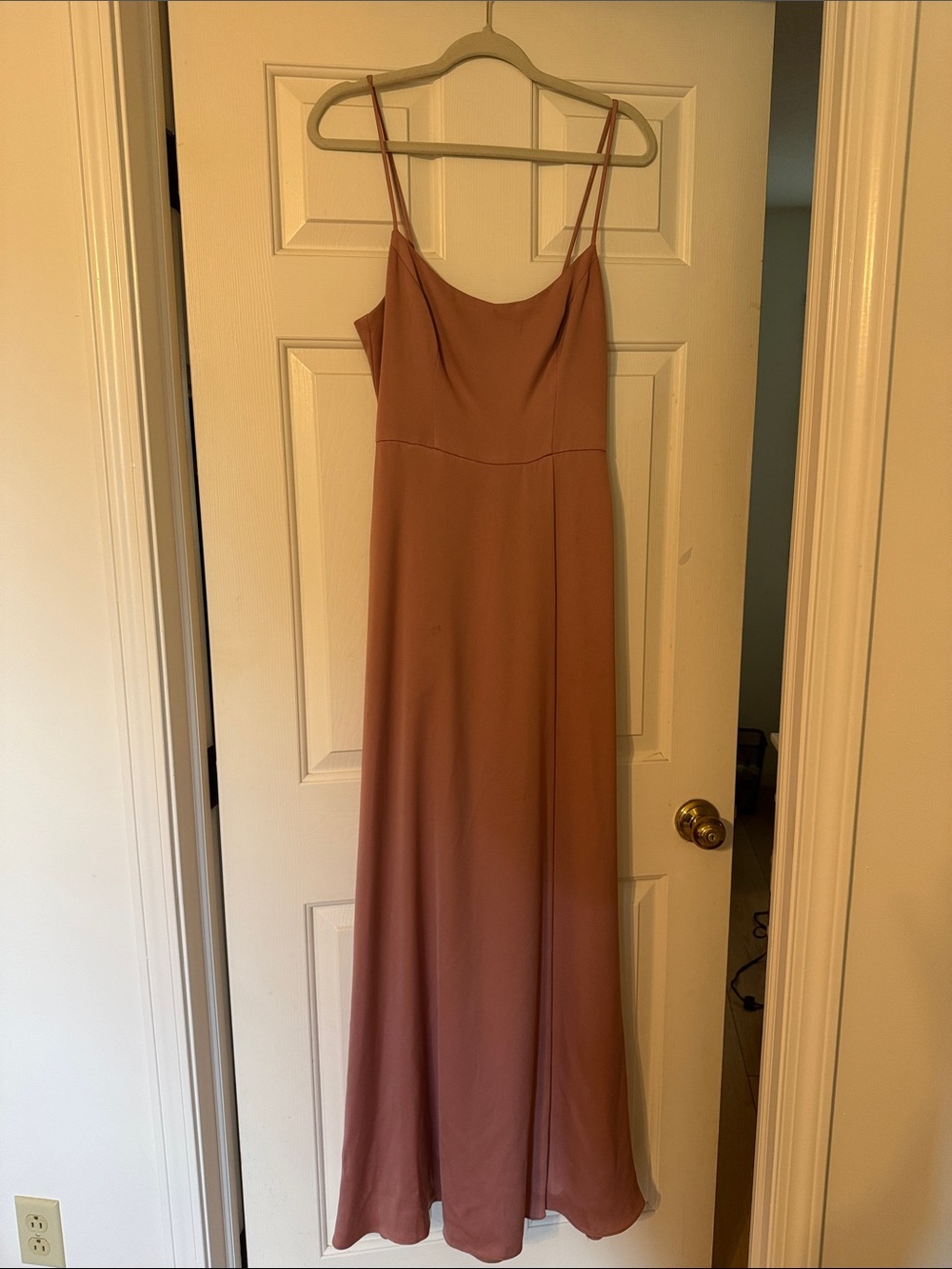 David's Bridal Dusty Rose Slip Maxi Dress with Spaghetti Straps